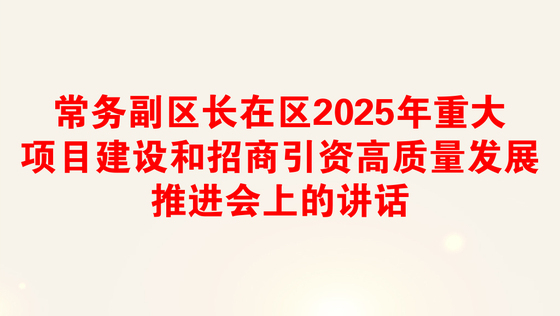 常务副区长在区2025年重大项目建设和招商引资高质量发展推进会上的讲话
