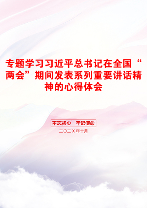 专题学习习近平总书记在全国“两会”期间发表系列重要讲话精神的心得体会
